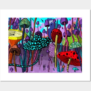 Mushrooms forest Posters and Art